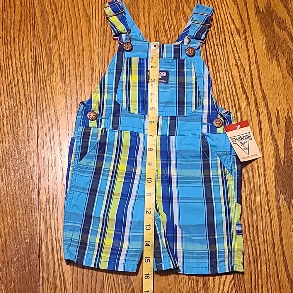 OshKosh B'gosh NWT Blue Plaid Kids Overalls - 12 Months